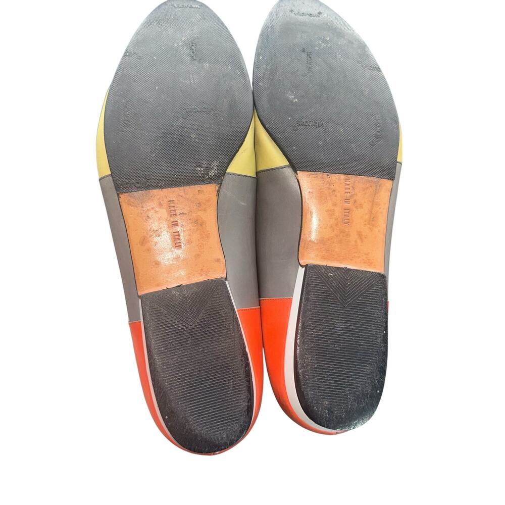 Salvatore Ferragamo Colorblock Leather Ballet Flats Orange Yellow Lilac 8 B - Picture 7 of 15